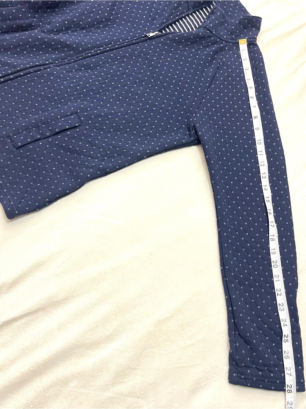Croft & Barrow Navy Blue Quilted Dot Pattern Zip-Up Adjustable Sleeve Jacket - Picture 8 of 16